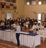 Dr Christina training the volunteers at the Community Hall