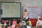 Ms.Chui Ping Lei, a senior nurse, educating the participants about EMPOWERED's cancer screening and support program